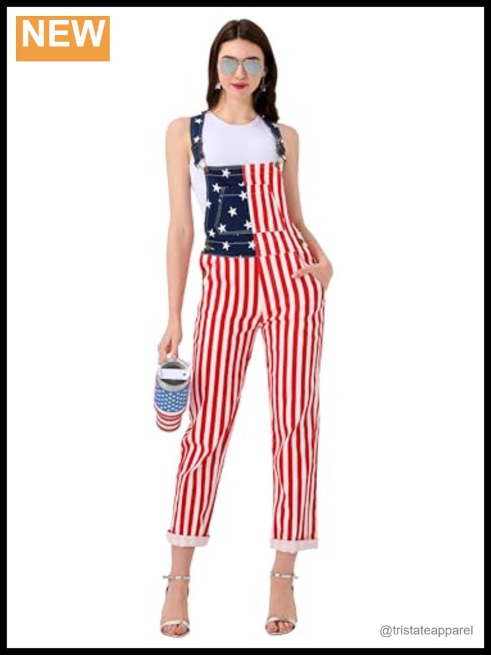 Maxim Party Supplies Women's USA Stars & Stripes Overall Jumpsuit - Polyester